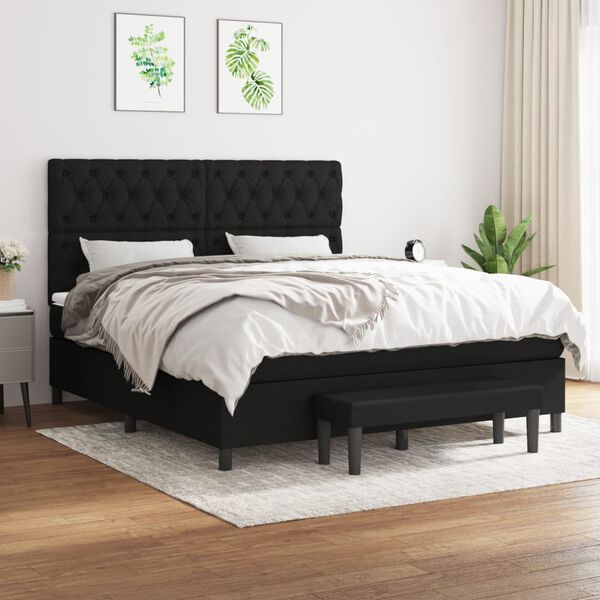 vidaXL &Kappa;&rho;&epsilon;&beta;ά&tau;&iota; Boxspring &mu;&epsilon; &Sigma;&tau;&rho;ώ&mu;&alpha; &Mu;&alpha;ύ&rho;&omicron; 160x200 &epsilon;&kappa;. &Upsilon;&phi;&alpha;&sigma;&mu;ά&tau;&iota;&nu;&omicron;