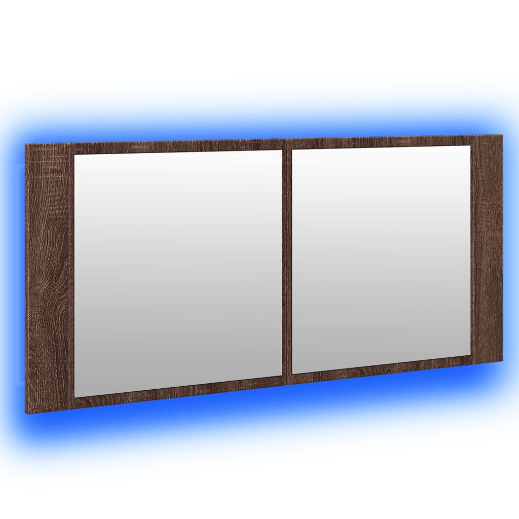 vidaXL Ντουλάπι Μπάνιου με Καθρέφτη/LED Καφέ Δρυς 100x12x45 εκ.
