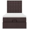 vidaXL Οθωμανικό κρεβάτι με στρώμα & LEDs Σκούρο καφέ 80x200cm ύφασμα