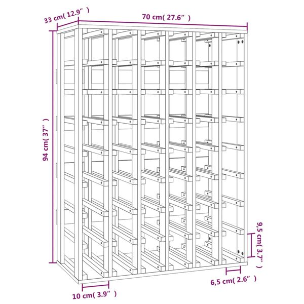 vidaXL Ραφιέρα Κρασιών 70x33x94 εκ. από Μασίφ Ξύλο Πεύκου