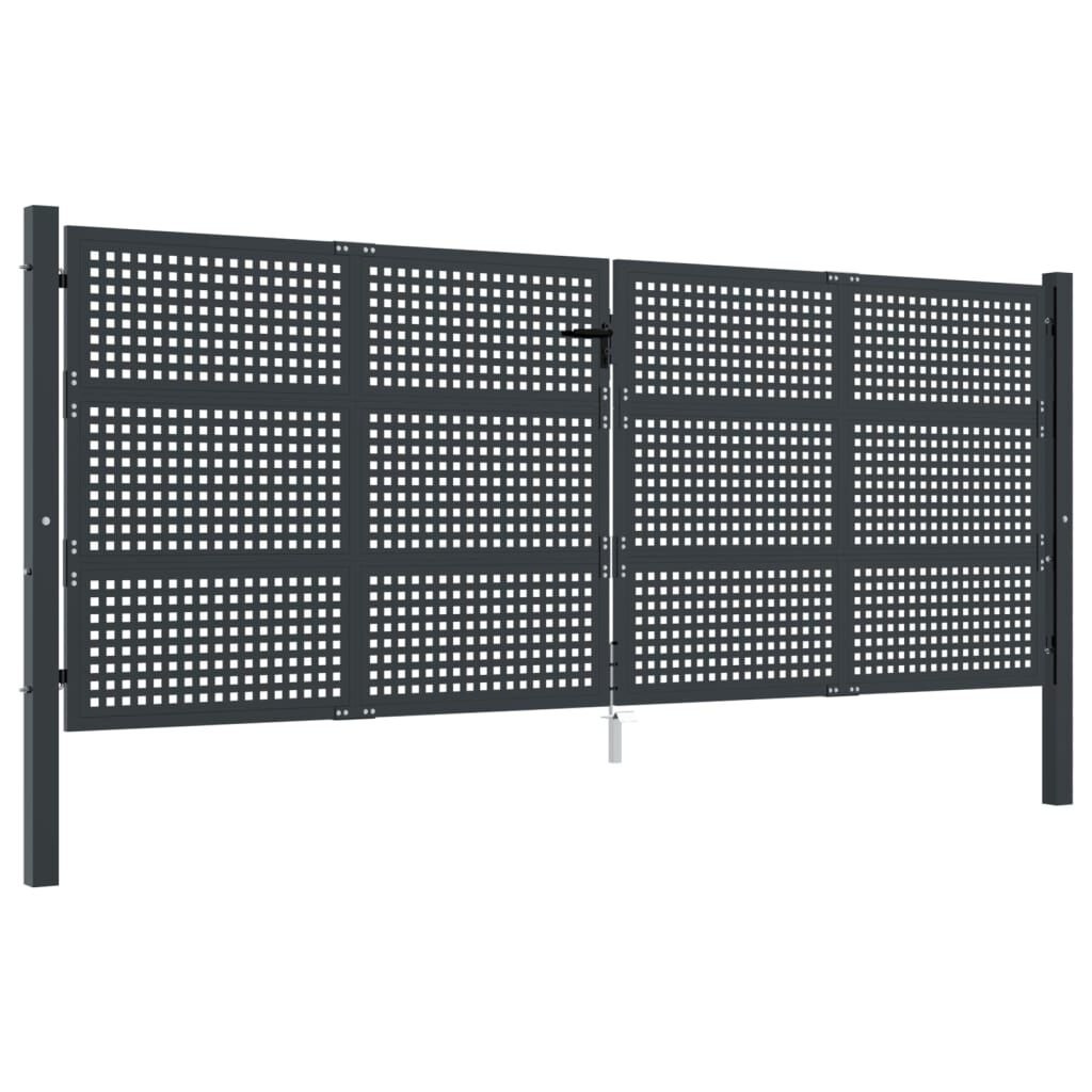 vidaXL Πύλη Κήπου Ανθρακί 400 x 150 εκ. Ατσάλινη