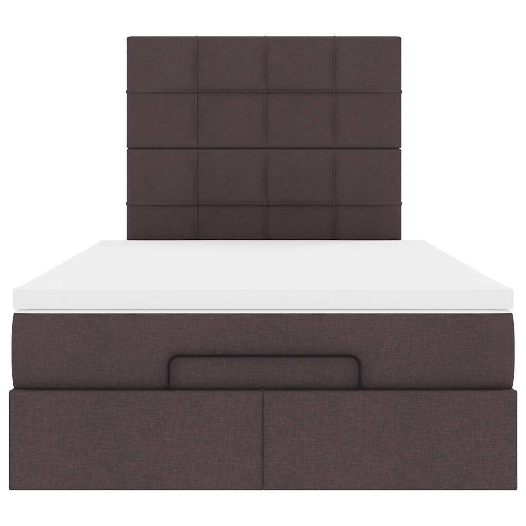 vidaXL Ottoman Κρεβάτι με Στρώμα Σκούρο Καφέ 120x200cm Ύφασμα