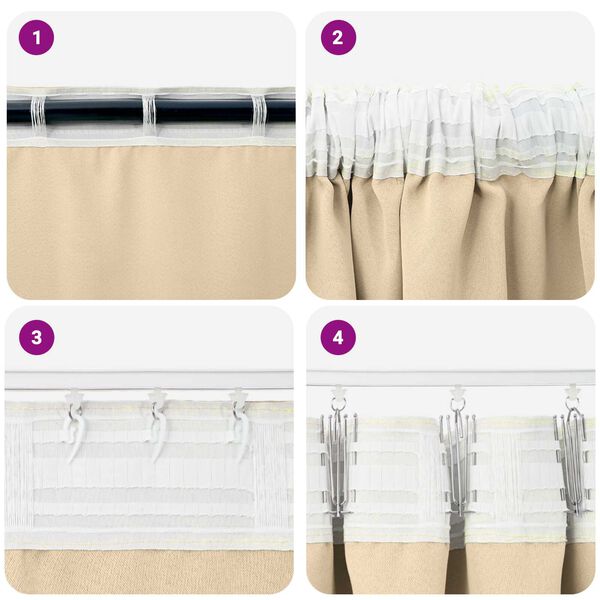 vidaXL Κουρτίνες με κουρτίνες 2 pcs Κρεμ 140 x 140 cm Πολυεστέρας