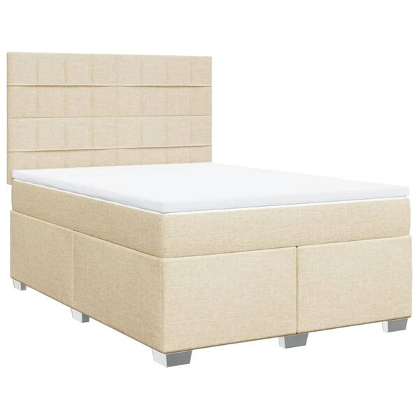 vidaXL &Kappa;&rho;&epsilon;&beta;ά&tau;&iota; Boxspring &mu;&epsilon; &Sigma;&tau;&rho;ώ&mu;&alpha; &Kappa;&rho;&epsilon;&mu; 140x190 &epsilon;&kappa;. &Upsilon;&phi;&alpha;&sigma;&mu;ά&tau;&iota;&nu;&omicron;