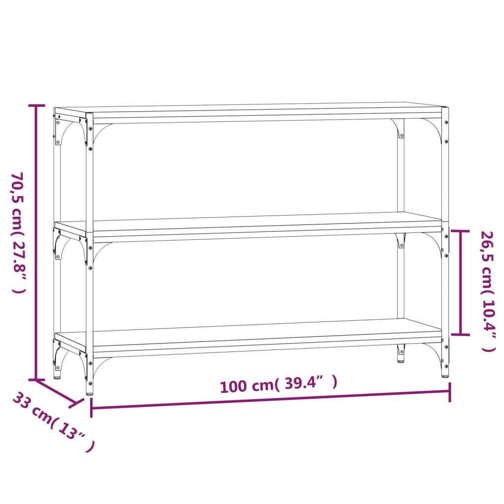 vidaXL Βιβλιοθήκη Μαύρη 100x33x70,5 εκ. Επεξεργασμένο Ξύλο & Ατσάλι