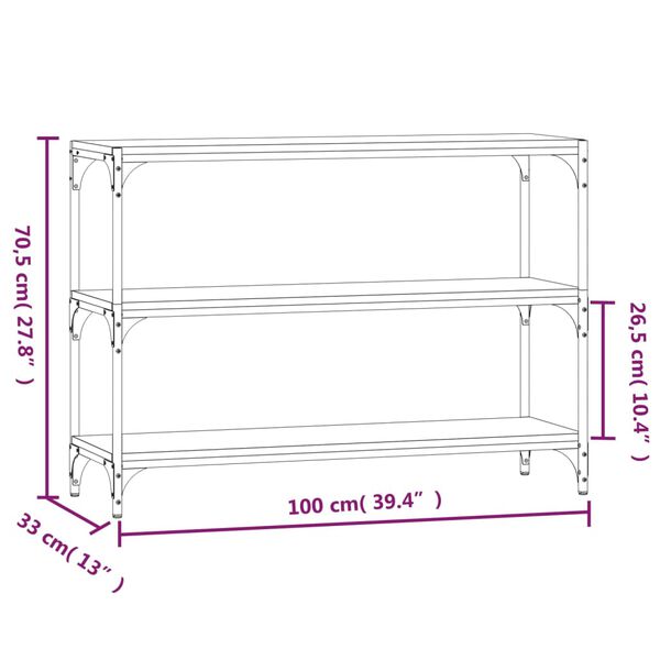 vidaXL Βιβλιοθήκη Μαύρη 100x33x70,5 εκ. Επεξεργασμένο Ξύλο & Ατσάλι