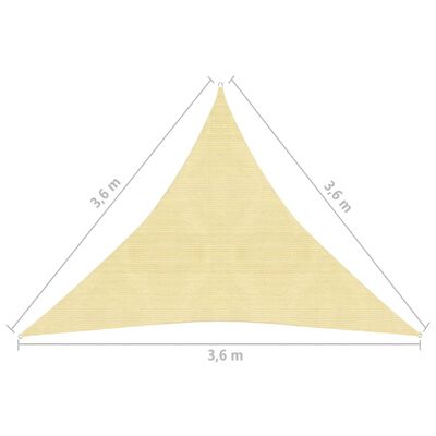 vidaXL Πανί Σκίασης Τριγωνικό Μπεζ 3,6 x 3,6 x 3,6 μ. από HDPE