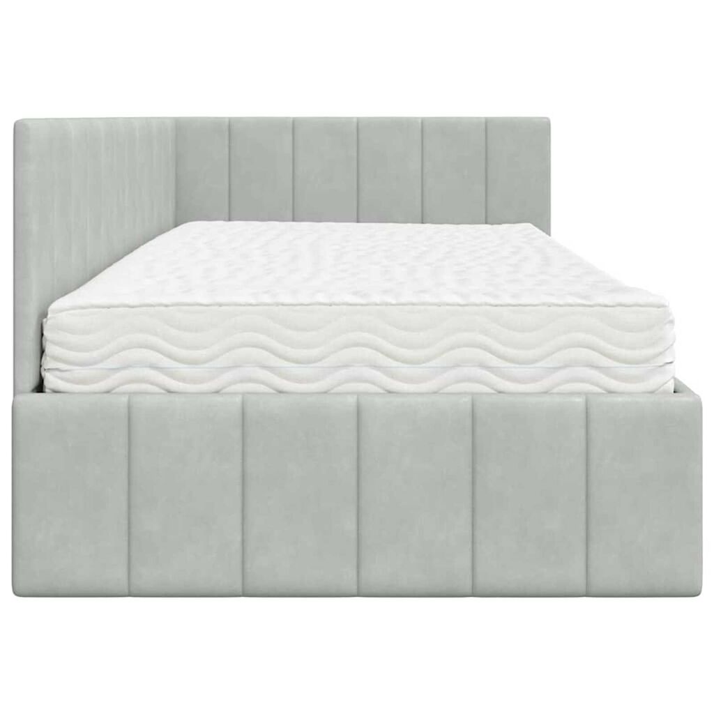 vidaXL Κρεβάτι Γωνίας με στρώμα Ανοιχτό γκρι 90 x 200 cm Βελούδο