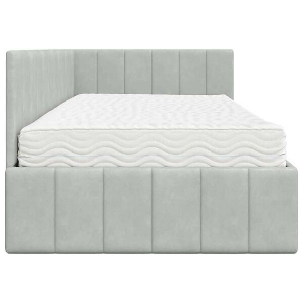 vidaXL Κρεβάτι Γωνίας με στρώμα Ανοιχτό γκρι 90 x 200 cm Βελούδο