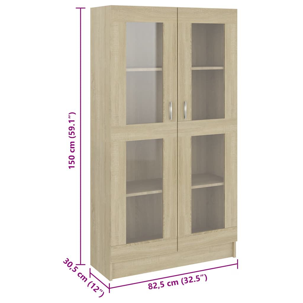 vidaXL Βιτρίνα Χρώμα Sonoma Δρυς 82,5 x 30,5 x 150 εκ. Επεξ. Ξύλο