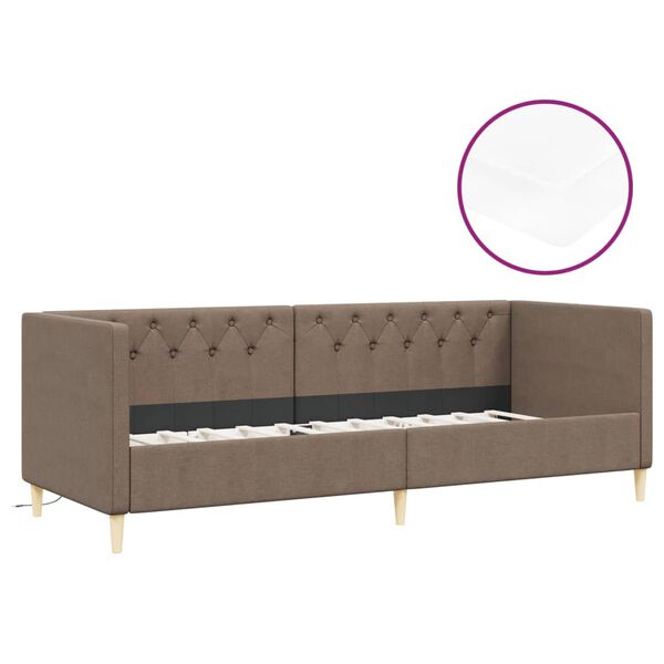 vidaXL &Kappa;&alpha;&nu;&alpha;&pi;έ&sigmaf; &Kappa;&rho;&epsilon;&beta;ά&tau;&iota; &mu;&epsilon; &Sigma;&tau;&rho;ώ&mu;&alpha; & USB Taupe 90 x 200 &epsilon;&kappa;. &Upsilon;&phi;&alpha;&sigma;&mu;ά&tau;&iota;&nu;&omicron;&sigmaf;