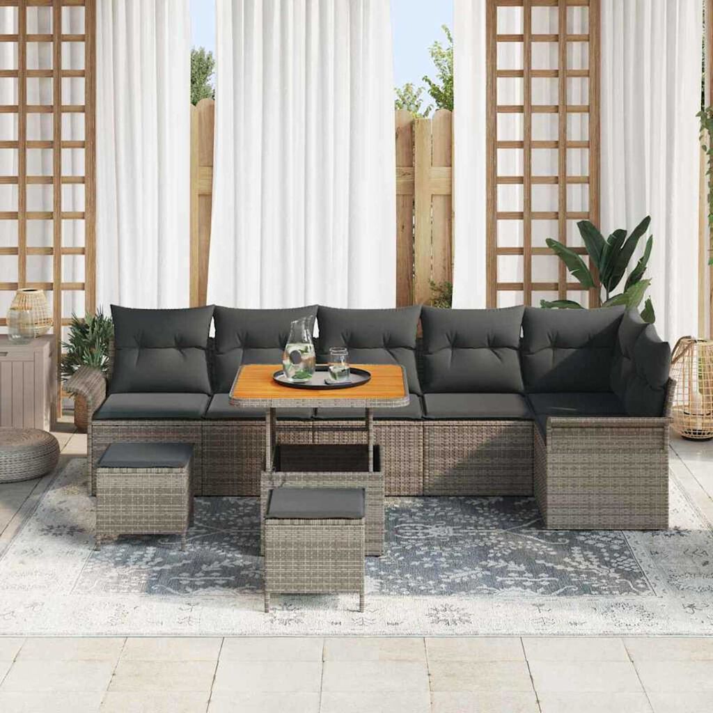 vidaXL Σετ Καναπέ Κήπου 9 pcs Γκρι συνθετικό ρατάν