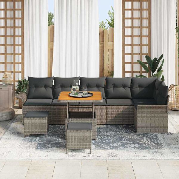 vidaXL Σετ Καναπέ Κήπου 9 pcs Γκρι συνθετικό ρατάν