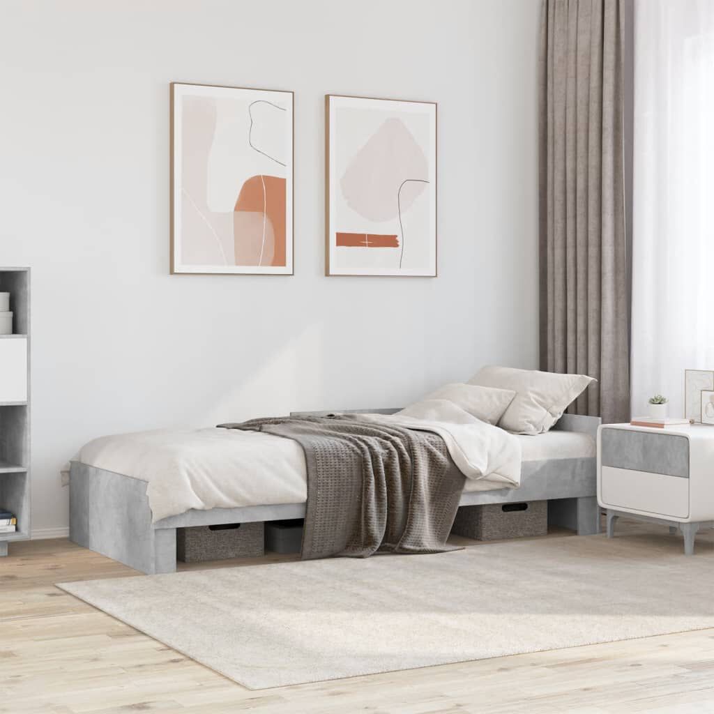 vidaXL Πλαίσιο Κρεβατιού Γκρι Σκυροδέματος 90x200 εκ. Επεξεργ. Ξύλο