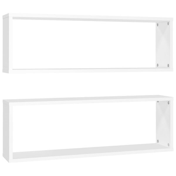 vidaXL Ράφια Κύβοι Τοίχου 2 τεμ. Λευκά 80 x 15 x 26,5 εκ. Επεξ. Ξύλο