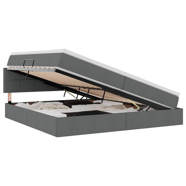 vidaXL Κρεβάτι με αποθηκευτικό χώρο και στρώμα με στρώμα Σκούρο Γκρι