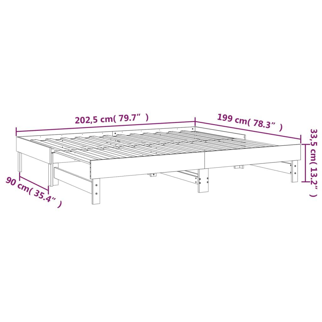 vidaXL Καναπές Κρεβάτι Συρόμενος Λευκός 2x(100x200) εκ. Μασίφ Πεύκο