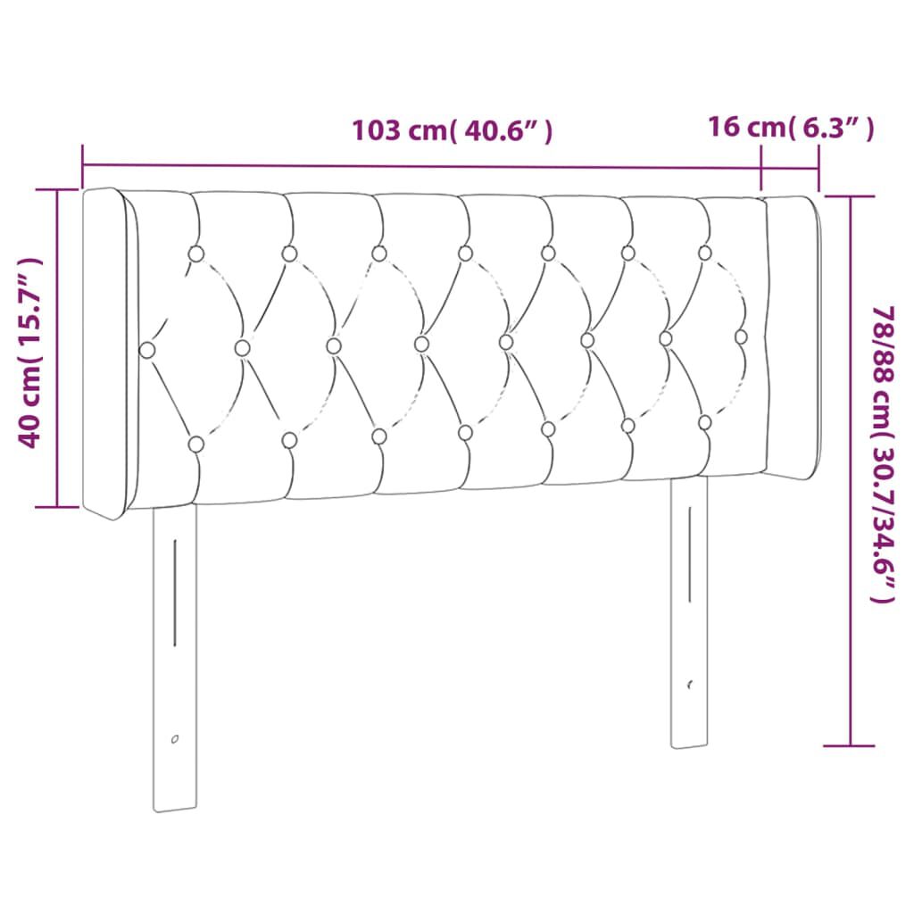 vidaXL Κεφαλάρι Κρεβατιού LED Κρεμ 103x16x78/88 εκ. Υφασμάτινο