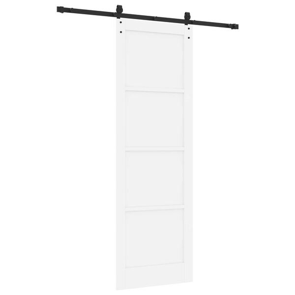 Συρόμενη Πόρτα vidaXL με Εξαρτήματα Λευκή 78x232 cm Συμπαγές Ξύλο Πεύκου