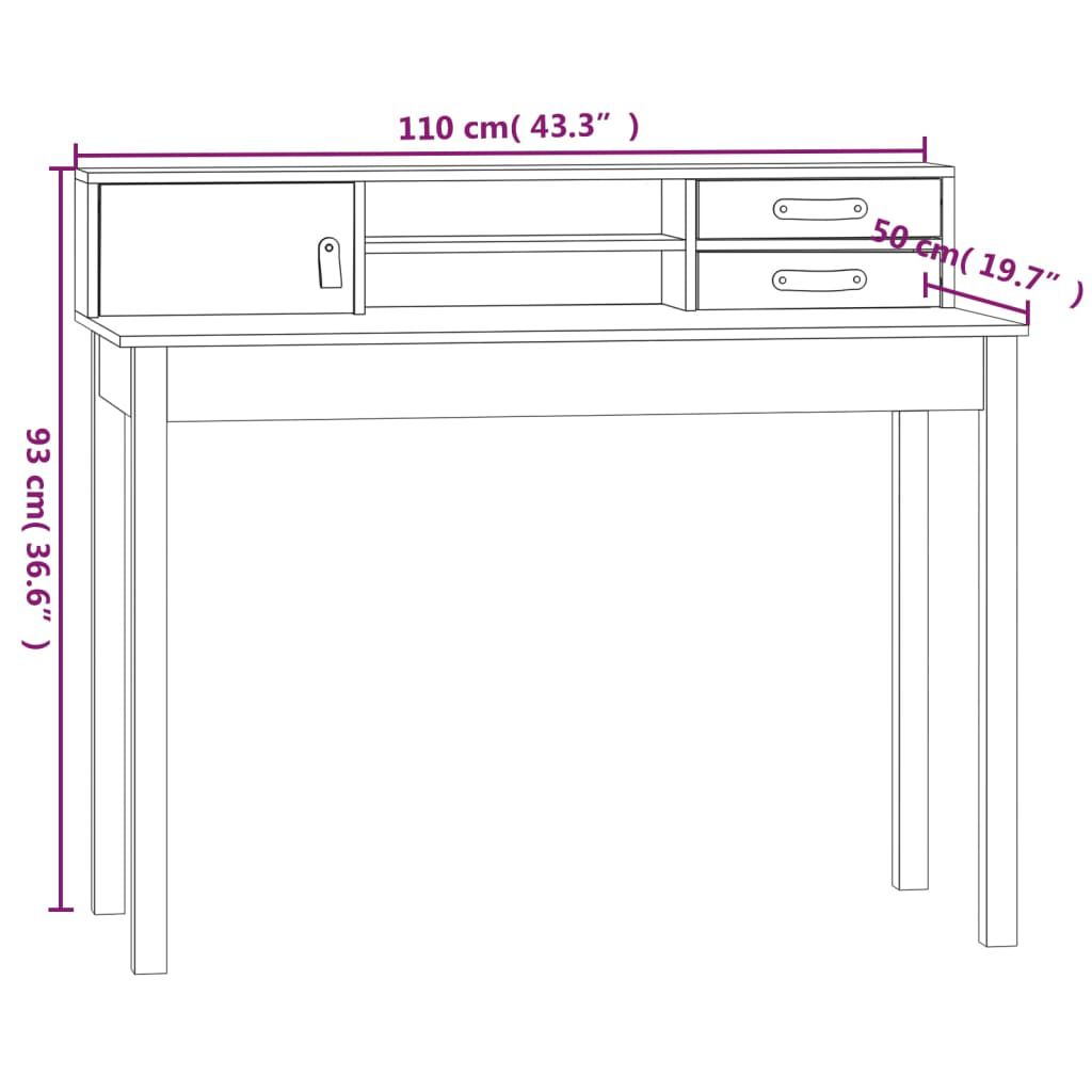 vidaXL Γραφείο 110 x 50 x 93 εκ. από Μασίφ Ξύλο Πεύκου