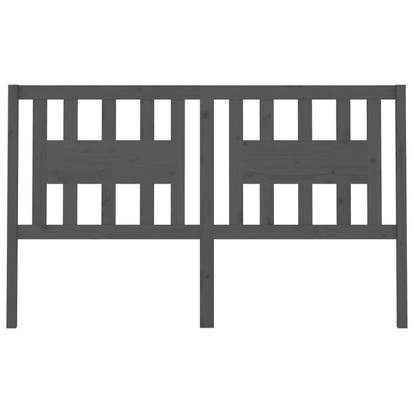 vidaXL Κεφαλάρι Κρεβατιού Γκρι 166 x 4 x 100 εκ. από Μασίφ Ξύλο Πεύκου