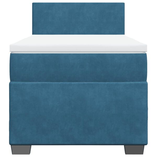 vidaXL Κρεβάτι Boxspring με Στρώμα Μπλε 90x190 εκ. Βελούδινο