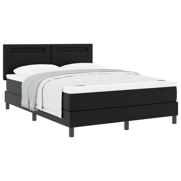 vidaXL Κρεβάτι με Στρώμα με στρώμα Μαύρο 140 x 200 cm Τεχνητό δέρμα