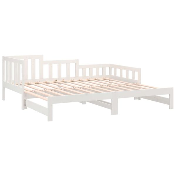 vidaXL Καναπές Κρεβάτι Συρόμενος Λευκός 2x(90x200) εκ. Μασίφ Πεύκο