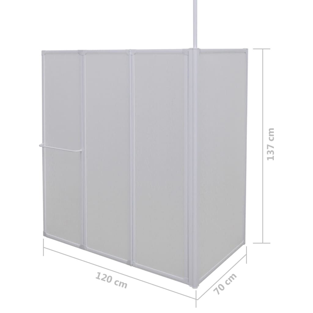 Διαχωριστικό Μπάνιου Επιτοίχιο Σχήμα L 70x120x137εκ 4 Πτυσσόμενα Πάνελ