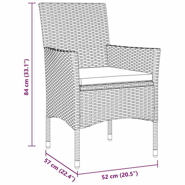 vidaXL Σέτ φαγητού για κήπο με μαξιλάρι 5 pcs Γκρι Πολυ ράταν