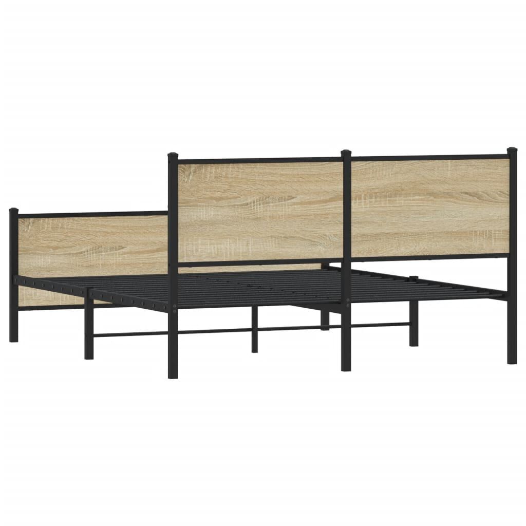 vidaXL Σκελετός Κρεβ. Χωρίς Στρώμα Sonoma Δρυς 160x200 εκ. Μεταλλικό