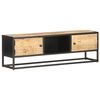 vidaXL Έπιπλο TV με Σκαλιστή Πόρτα 130x30x40 εκ. Ακατέργ. Ξύλο Μάνγκο