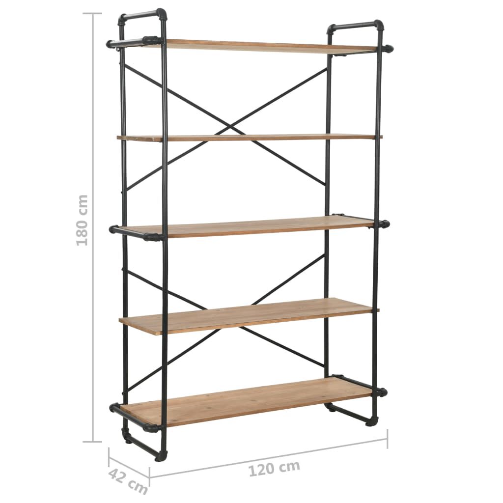 vidaXL Βιβλιοθήκη 120 x 42 x 180 εκ. από Μασίφ Ξύλο Ελάτης / Ατσάλι