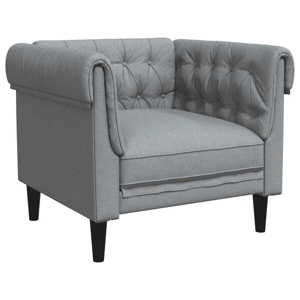 vidaXL Πολυθρόνα Chesterfield Ανοιχτό Γκρι Υφασμάτινη
