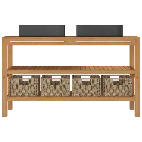 vidaXL Έ&pi;&iota;&pi;&lambda;&omicron; &Mu;&pi;ά&nu;&iota;&omicron;&upsilon; / &Mu;&alpha;&sigma;ί&phi; &Xi;ύ&lambda;&omicron; Teak &mu;&epsilon; &Nu;&iota;&pi;&tau;ή&rho;&epsilon;&sigmaf; &alpha;&pi;ό &Mu;&alpha;ύ&rho;&omicron; &Mu;ά&rho;&mu;&alpha;&rho;&omicron;