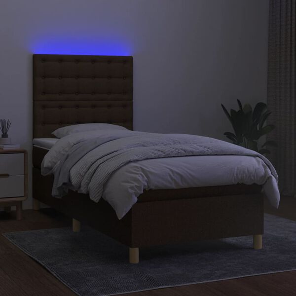 vidaXL &Kappa;&rho;&epsilon;&beta;ά&tau;&iota; Boxspring &mu;&epsilon; &Sigma;&tau;&rho;ώ&mu;&alpha; & LED &Sigma;&kappa;.&Kappa;&alpha;&phi;έ 80x200 &epsilon;&kappa;. &Upsilon;&phi;&alpha;&sigma;&mu;ά&tau;&iota;&nu;&omicron;