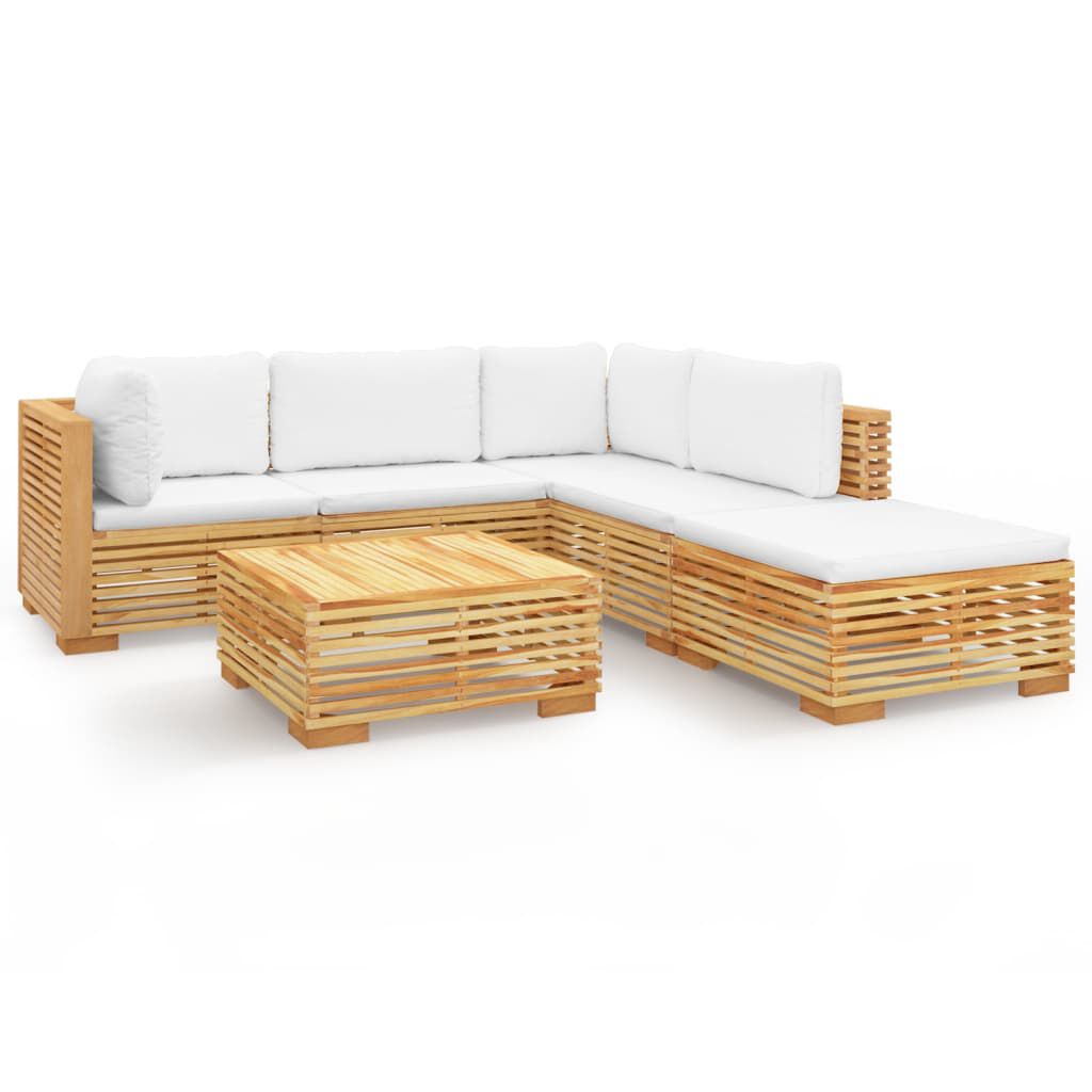 vidaXL Σαλόνι Κήπου Σετ 6 Τεμαχίων από Μασίφ Ξύλο Teak με Μαξιλάρια