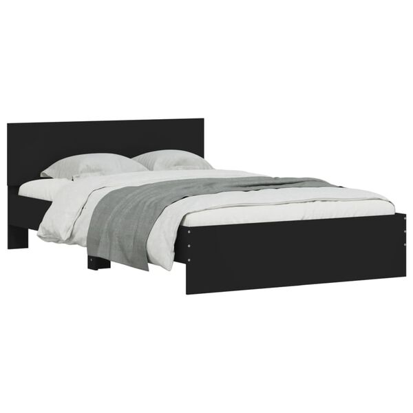 vidaXL Πλαίσιο Κρεβατιού με Κεφαλάρι Μαύρο 135 x 190 εκ.