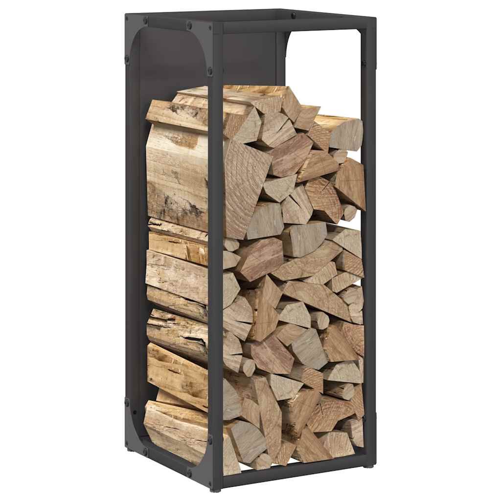 vidaXL Ράφι για καυσόξυλα Μαύρο 25x25x60 cm Ατσάλι ψυχρής έλασης