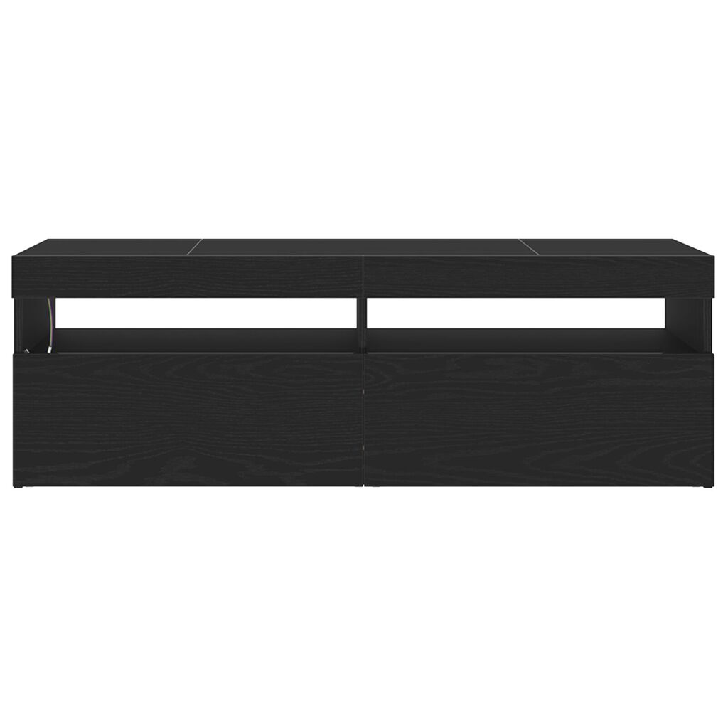 vidaXL Ντουλάπα τηλεόρασης με LED Μαύρη Δρύς 120x35x40 εκ. Επεξεργασμένο ξύλο