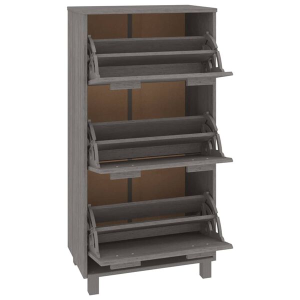 vidaXL Παπουτσοθήκη HAMAR Αν. Γκρι 59,5x35x117 εκ. Μασίφ Ξύλο Πεύκου