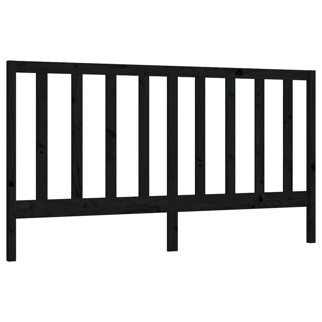 vidaXL Κεφαλάρι Κρεβατιού Μαύρο 186 x 4 x 100 εκ. Μασίφ Ξύλο Πεύκου