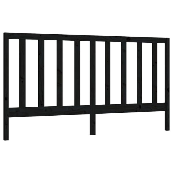 vidaXL Κεφαλάρι Κρεβατιού Μαύρο 186 x 4 x 100 εκ. Μασίφ Ξύλο Πεύκου