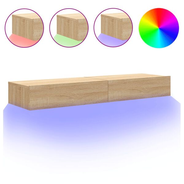 vidaXL Έ&pi;&iota;&pi;&lambda;&alpha; &Tau;&eta;&lambda;&epsilon;ό&rho;&alpha;&sigma;&eta;&sigmaf; &mu;&epsilon; LED 2 &tau;&epsilon;&mu;. Sonoma &Delta;&rho;&upsilon;&sigmaf; 60x35x15,5 &epsilon;&kappa;.