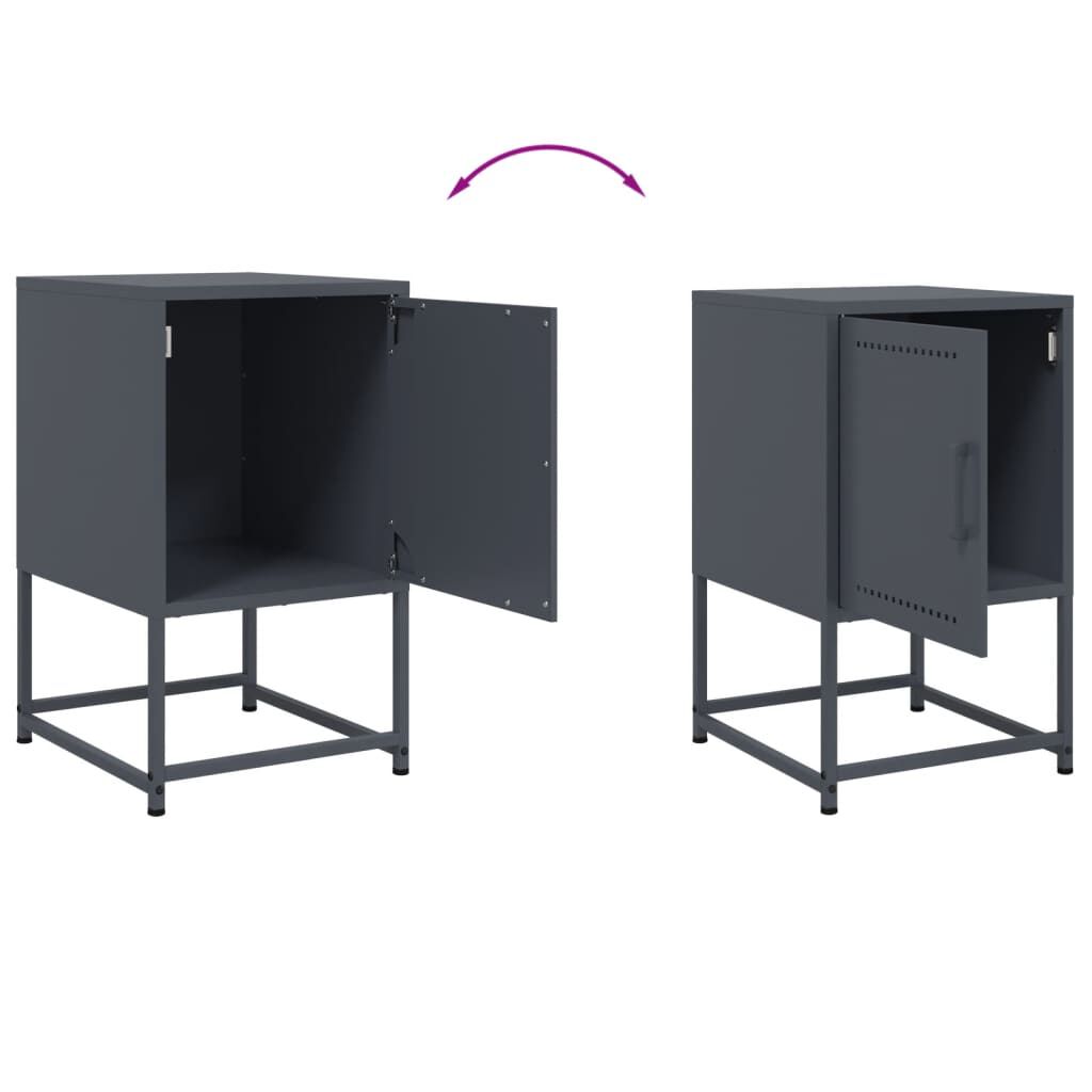 vidaXL Κομοδίνα 2 τεμ. Ανθρακί 36 x 39 x 60,5 εκ. Ατσάλινο