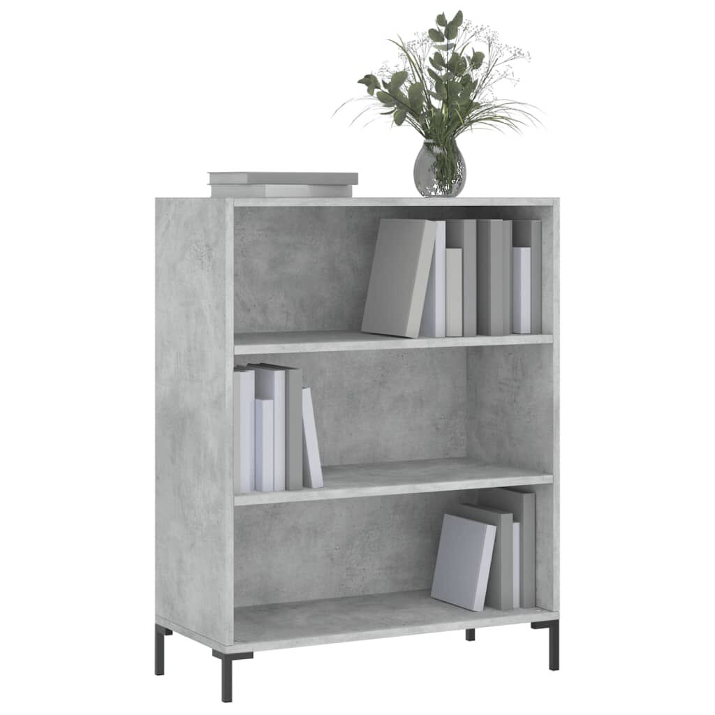 vidaXL Βιβλιοθήκη Γκρι Σκυροδέματος 69,5 x 32,5 x 90 εκ. Επεξεργ. Ξύλο