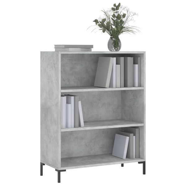 vidaXL Βιβλιοθήκη Γκρι Σκυροδέματος 69,5 x 32,5 x 90 εκ. Επεξεργ. Ξύλο