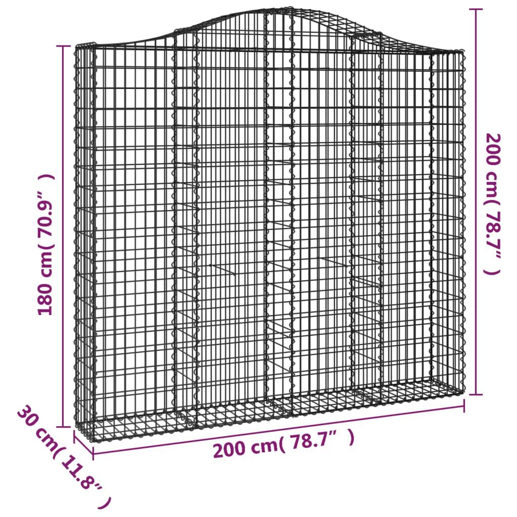 vidaXL Συρματοκιβώτια Τοξωτά 11 τεμ. 200x30x180/200 εκ. Γαλβαν. Ατσάλι
