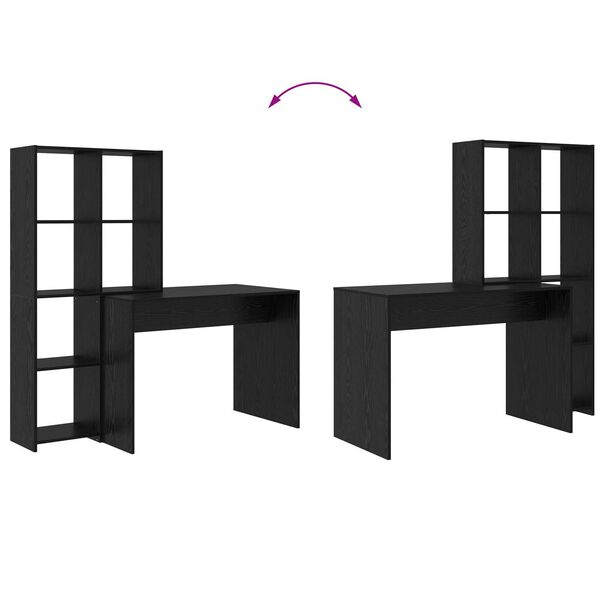 vidaXL Γραφείο Μαύρη δρυς 138.5 x 55 x 143 εκ Επεξεργασμένο ξύλο