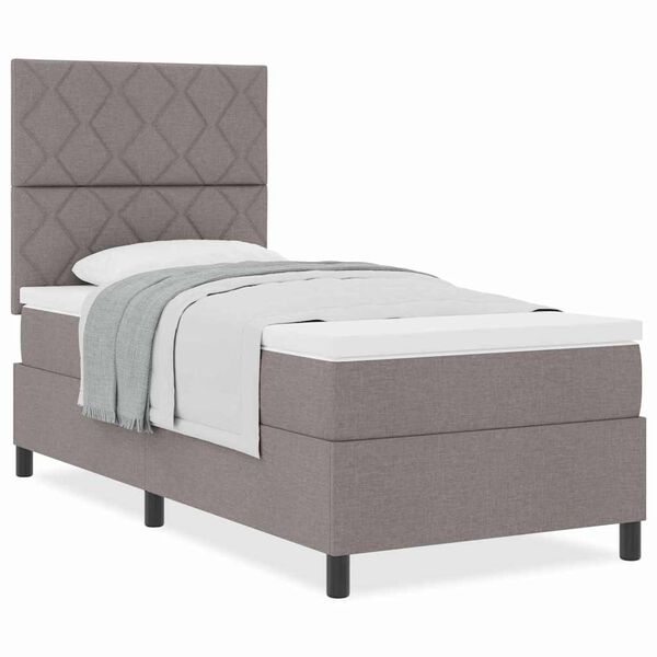 vidaXL Κρεβάτι με ελατήρια με στρώμα Taupe 100 x 200 cm ύφασμα